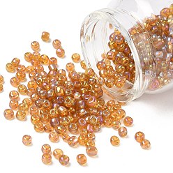 Темно-Золотистый Круглый бисер стекло, прозрачные цвета радуги, круглые, темные золотарник, 6/0, 4 мм, отверстие : 1.5 мм, Около 4500 шт / фунт