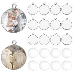 Нержавеющая Сталь Цвет Набор для изготовления подвесок своими руками, в том числе стеклянные кабошоны, 304 Настройки кабошон из нержавеющей стали кулон, цвет нержавеющей стали, 24.5~25x5~7 мм