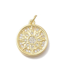 Прозрачный Цветок латунные микро проложить кубического циркония подвески, без кадмия и без свинца, стойки покрытие, долговечный, реальный 18 k позолоченный, прозрачные, 18.5x15.5x2.5 мм, отверстие : 3.5 мм