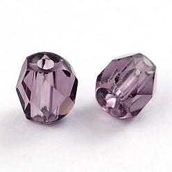 Purple Faceted Transparent Glass Round Beads, Purple, 3mm, Hole: 0.5mm, about 600pcs/bag