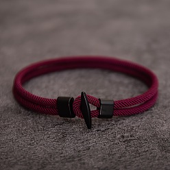 Темно-Красный Браслеты из нейлонового шнура для мужчин и женщин, с пластиковыми застежками, темно-красный, 2-3/8 дюйм (6 см)