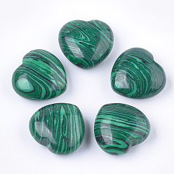 Malachite Perles synthétiques malachite, pas de trous / non percés, cœur, 29x30x14~15mm
