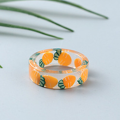 Оранжевый Прозрачные кольца из смолы для женщин, образец моркови, оранжевые, размер США 6 (16.5 мм)