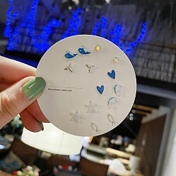 Платина 7 пары антикоррозийных изысканных комплектов серег-гвоздиков из сплава с латунной булавкой для девушек и женщин, разнообразные, платина, Размер упаковки: 75x75 mm