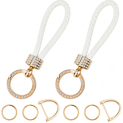 Белый 2Брелок из искусственной кожи и сплава со стразами, с отверткой, золотые, белые, 145x34x15 мм