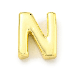 Letter N Латунные бусины, для изготовления именных ожерелий, без кадмия, без никеля и без свинца, реальный 18 k позолоченный, Письмо N, 8.9x7x3 мм, отверстие : 1.8x1 мм