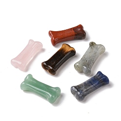 Смешанные камни Скульптуры в форме кости собаки из натуральных смешанных драгоценных камней, Энергетический камень рейки для любителей собак, украшение домашнего дисплея, 10~11.5x23~25x5~7 мм