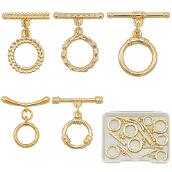 Настоящее золото 18K 10шт. 5 стили латунных застежек-карабинов для ожерелий и браслетов, реальный 18 k позолоченный, 13~19.5x10.5~15.5x1.5~3 мм, отверстие : 1~1.6 мм, 2 шт / стиль