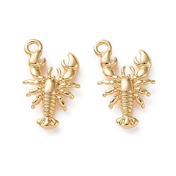 Настоящее золото 18K Подвески из морской латуни, креветки прелести, реальный 18 k позолоченный, 14x8x2.5 мм, отверстие : 1.4 мм