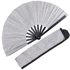 Серый Веер из блестящего пластика и ткани Оксфорд с чехлами для вееров, для партии, танцевальное украшение, серые, 343x57x31.5 мм