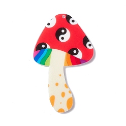 Yin-yang Pattern Большие подвески из непрозрачного акрила с принтом, гриб, рисунок инь-ян, 54x33x2 мм, отверстие : 1.6 мм