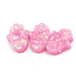 Hot Pink Opaque Resin Beads, Hamsa Hand, Hot Pink, 14x12mm