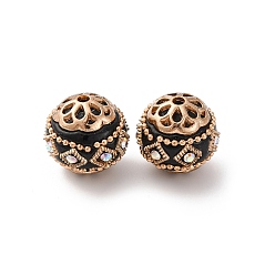 Черный Бусины из смолы ручной работы индонезийские, со сплавочной фурнитурой со стразами, круглые, без покрытия, чёрные, 16.5x16 мм, отверстие : 1.8 мм