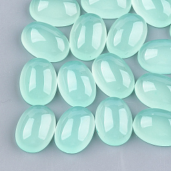 Aquamarine Translucent Resin Cabochons, Oval, Aquamarine, 17.5~18x13x6mm