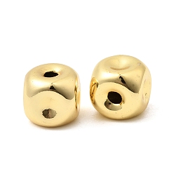 Настоящее золото 18K Латунные бусины, долговечный, без кадмия и без свинца, стойки покрытие, кубические, реальный 18 k позолоченный, 8.5x8.5x8.5 мм, отверстие : 1.8 мм