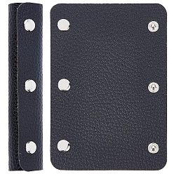 Black PU Leather Luggage Handle Wrap Covers, Handle Grip Protector, with Iron Snap Button, Rectangle, for Suitcase, Handbag, Black, 13x9x0.2~0.5cm
