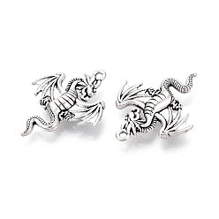 Античное Серебро Сплавочные подвески тибетского стиля, прелести дракона, античное серебро, 32.5x26x4.5 мм, отверстие : 1.6~1.8 мм