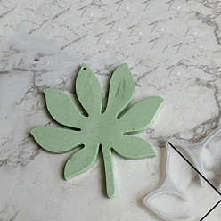 Weiß DIY Blatt hängende Untersetzer Silikonformen, große Anhängerformen, für UV-Harz, Handwerkliche Herstellung von Epoxidharz, weiß, 148x136x8.5 mm, Bohrung: 3 mm