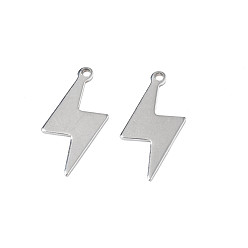 Stainless Steel Color Non-Tarnish 201 Stainless Steel Pendants, Stamping Blank Tag, Lightning Bolt, Stainless Steel Color, 19x8.5x0.5mm, Hole: 1.2mm