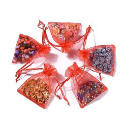 Red Organza Bags, Wedding Favour Bags, Mother's Day Bags, Red, about 7cm wide, 9cm long