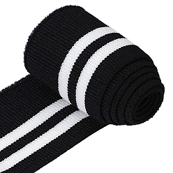 Noir Bande en tissu élastique côtelé en polyester, Bordure douce et extensible pour vêtements d'intérieur faits maison, bandeaux et projets de couture, noir, 960x33x1mm