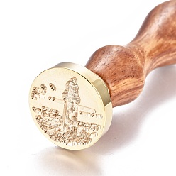 Lighthouse Латунь сургучная печать штамп, с деревянной ручкой, для оформления почты, изготовление карт своими руками, узор маяка, 90x26 мм