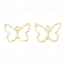 Light Gold Rack Plating Alloy Butterfly Open Back Bezel Pendants, For DIY UV Resin, Epoxy Resin, Pressed Flower Jewelry, Cadmium Free & Nickel Free & Lead Free, Light Gold, 16x21x2.5mm, Hole: 1.8mm