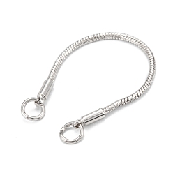 Real Platinum Plated Brass Snake Chains Link Connectors, Jump Rings, Long-Lasting Plated, Real Platinum Plated, 87x2mm, Hole: 4mm