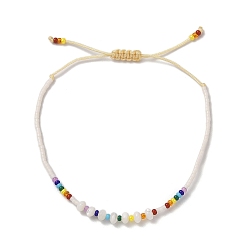 Разноцветный Браслеты из бисера Миюки и плетеных ракушек из бисера, регулируемые браслеты из нейлонового шнура для женщин, красочный, внутренний диаметр: 1-7/8~3 дюйм (4.8~7.75 см)