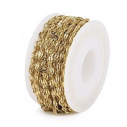 Golden Handmade Ion Plating(IP) 304 Stainless Steel Dapped Chains, Cable Chains, Soldered, with Spool, Flat Oval, Golden, 4.5x2x0.4mm, about 32.8 Feet(10m)/roll