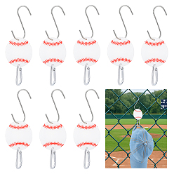 Белый 8шт. акриловые подвески-соединители для спортивных мячей, 8шт. алюминиевые застежки для ключей, 8шт. нержавеющая сталь проволока металлическая с крюком, белые, 75x2.6 мм, отверстие : 2.6 мм