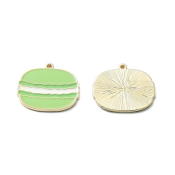 Бледно-Зеленый Подвески из цинкового сплава, с эмалью, золотые, макарон очарование, бледно-зеленый, 22.5x24x1.5 мм, отверстие : 1 мм