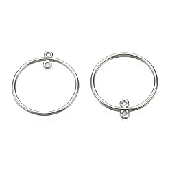 Platinum Alloy Pendants, Cadmium Free & Nickel Free & Lead Free, Ring, Platinum, 33x30x2mm, Hole: 1.4mm