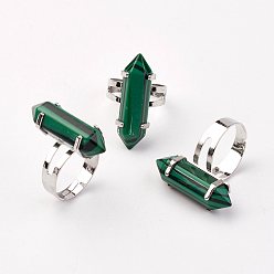 Малахит Синтетические малахит кольца палец, с обнаружением железного кольца, платина, пуля, Размер 8, 18 мм