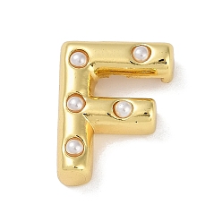 Letter F Латунные подвески, без кадмия, без никеля и без свинца, с абс, Письмо ~ Z, Буква F, 20.5x16x6.5 мм, отверстие : 3.5 мм