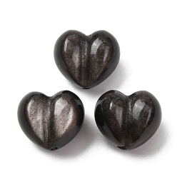 Silver Sheen Obsidian Бусины из натурального серебристого обсидиана, сердце, 11x12x8.5 мм, отверстие : 1 мм