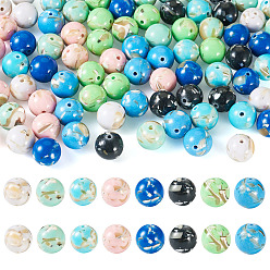 (52) Непрозрачная лаванда 80 шт. 8 цвета собраны из синтетических камней и ракушек-трохусов, окрашенные, круглые, разноцветные, 10~10.5 мм, отверстие : 1 мм, 10 шт / цвет