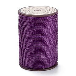 Фиолетовый Круглая вощеная нить из полиэстера, микро шнур макраме, витой шнур, для шитья кожи, фиолетовые, 0.8 мм, около 54.68 ярдов (50 м) / рулон