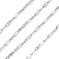 Stainless Steel Color Tarnish Resistant 304 Stainless Steel Mariner Link Chains, Unwelded, Stainless Steel Color, 2x2mm