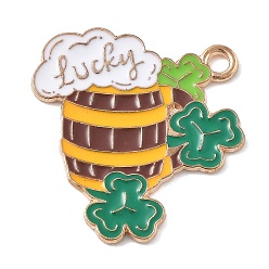 Клевер Подвески из сплава , с эмалью, ирландский фестиваль, тема шляпы клевера, клевер, 25x23x1.5 мм, отверстие : 2 мм