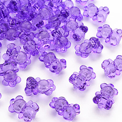 Сине-фиолетовый Прозрачные акриловые подвески, граненые, медведь, синий фиолетовый, 19.5x13.5x10.5 мм, отверстие : 1.5 мм, Около 400 шт / 500 г