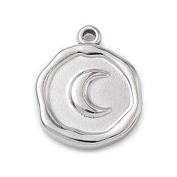 Луна 304 подвески из нержавеющей стали, плоско-круглые, цвет нержавеющей стали, луна, 16x13x2.5 мм, отверстие : 1.2 мм