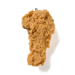 Food Кулон с имитацией еды из смолы, подвески фаст-фуд с металлическими петлями с платиновым покрытием, жареная голень, питание, 83x38x42 мм, отверстие : 2.5 мм