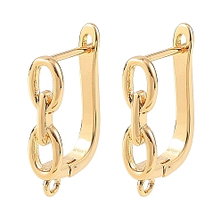 Real 18K Gold Plated SHEGRACE Brass Hoop Earring Findings, with Loop, Cadmium Free & Lead Free & Nickel Free, Real 18K Gold Plated, 20x12x5mm, Hole: 1.4mm, Pin: 1mm