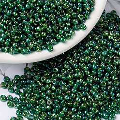 (RR354) Chartreuse Lined Green AB MIYUKI Round Rocailles Beads, Japanese Seed Beads, 8/0, (RR354) Chartreuse Lined Green AB, 8/0, 3mm, Hole: 1mm, about 19000~20500pcs/pound
