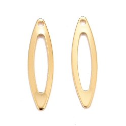 Real 24K Gold Plated 201 Stainless Steel Pendants, Horse Eye, Real 24k Gold Plated, 25.5x7x1.1mm, Hole: 1.5mm