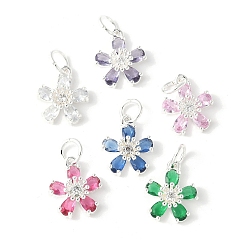 Серебро Латунные микро проложить кубического циркония подвески, , стойки покрытие, прочное покрытие, без кадмия и без свинца, с целью перехода в кольце, серебряные, 14.5x12.5x4.5 мм, отверстие : 4.5 мм