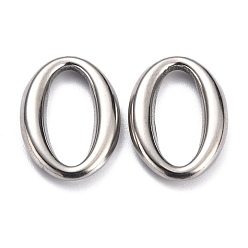 Couleur Acier Inoxydable 304 anneau de liaison en acier inoxydable anti-ternissement, ovale, couleur inox, 18x13x3mm
