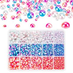 Mixed Color Imitation Pearl Acrylic Cabochons, Half Round, Mixed Color, 3~8x1~4mm, 150g/box