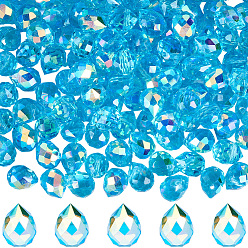 Темно-Голубой 2 пряди гальванические стеклянные бусины пряди, слеза, граненые, глубокое синее небо, 10x8 мм, отверстие : 1 мм, около 93 шт / нитка, 24.41 дюйм (62 см)